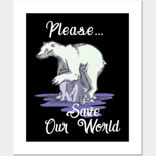 Earth Day T Shirt Polar Bear Environment Save Arctic Bears Posters and Art